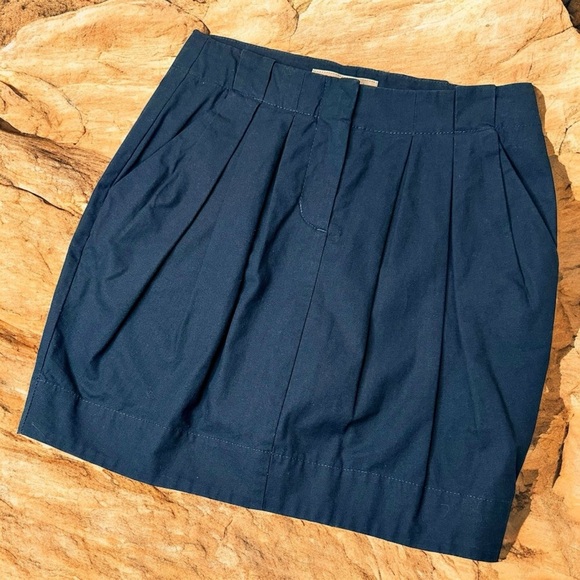 See by Chloé Navy Blue 100% Cotton Pleated Mini Skirt Size 2 Made in Italy - Picture 6 of 13